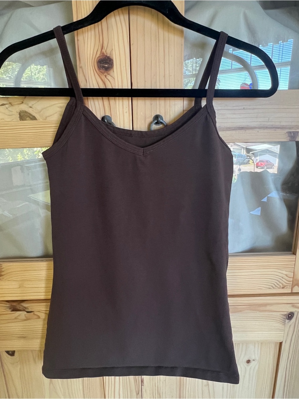 Buckle Brown V-Neck Reversible Slim Strap Camisole